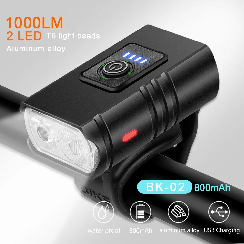 Bike Light USB Rechargeable T6 LED Bicycle Lights 6 Modes